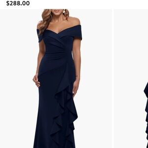 Ruffle Off the Shoulder Scuba Knit Gown